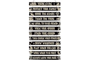 Thinkday Viking Decor Pagan Nordic Sign Viking Gifts for Men Code Wall Christmas Decor Celtic Rune Norse Pagan Wooden Valknut Nordic Medieval Vegvisir Runes for Gift Mythology Artwork(Black)