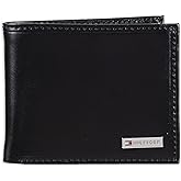 Tommy Hilfiger Men's Slim Leather Bifold Passcase Wallet with Removable ID Window