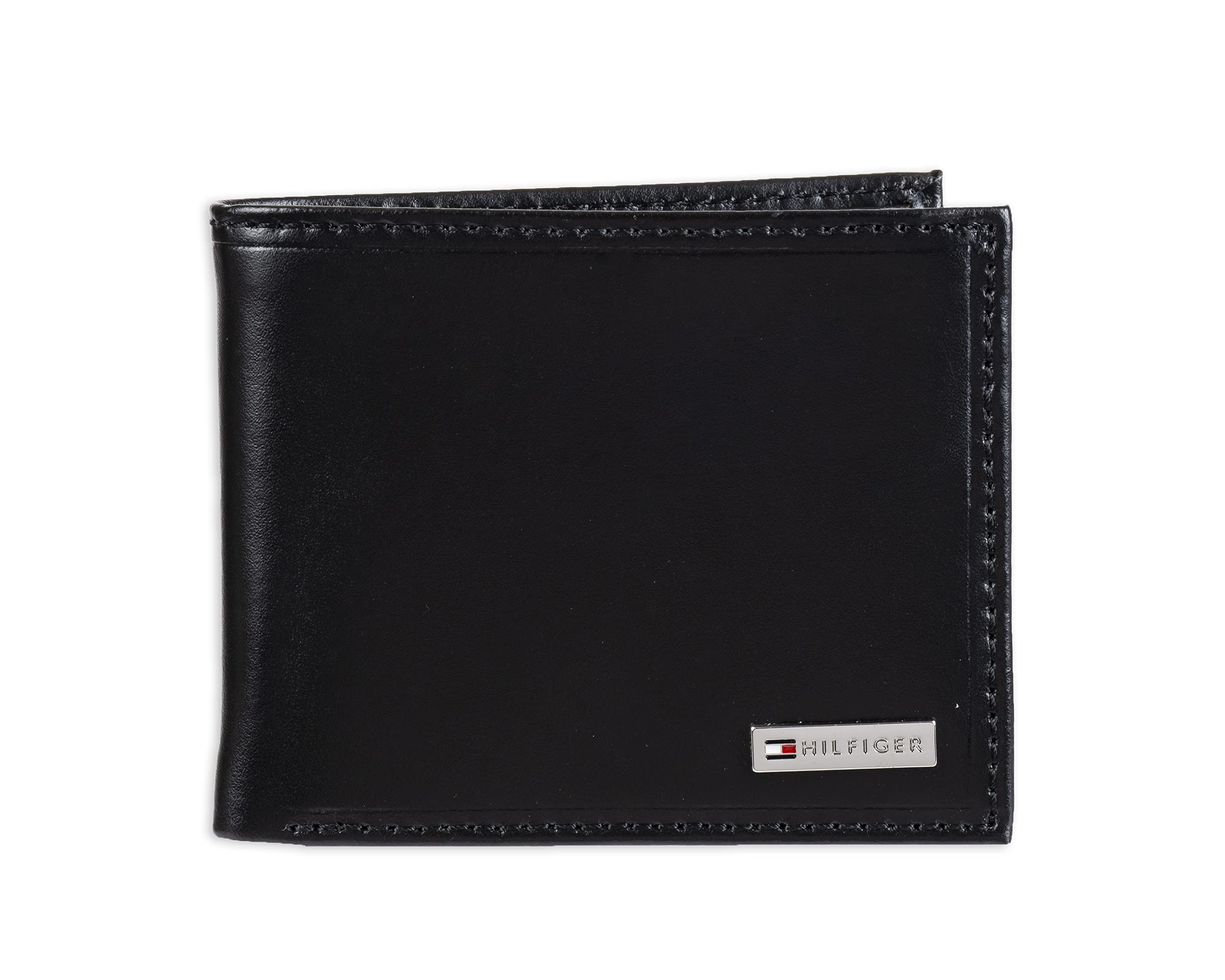 Tommy Hilfiger Men's Leather Fordham Passcase Bifold Wallet Novelty, Black, One Size
