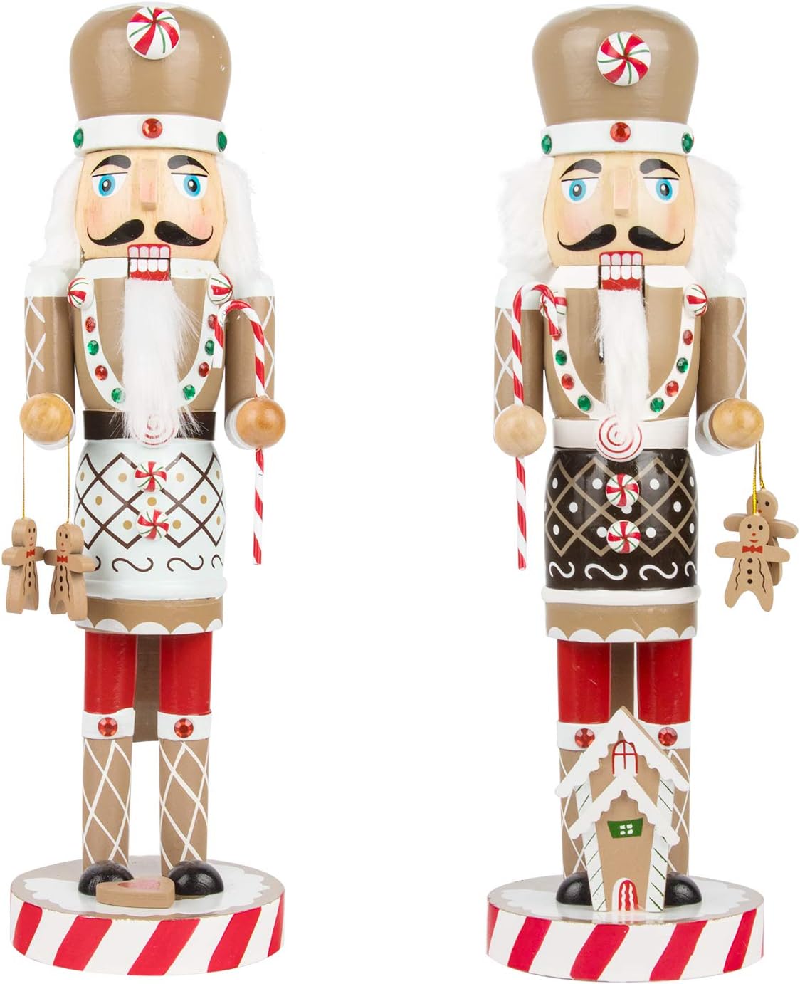 Nutcrackers - KI Store Christmas Nutcracker Set of 2 Wooden Gingerbread Nutcracker Figurine Display Set for Chef Kitchen Christmas Decorations