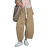 Xiaoxuemeng Barrel Jeans Women Cropped Cotton Wide Leg Pants High Waisted Denim Pants with Pockets