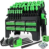 141-Piece Magnetic Screwdriver Set with Plastic Rack, Torx/Slotted/Phillips Precision Screwdrivers, SAE & Metric Hex Key Kit, Ratchet Handle & Screwdriver Bits, DIY Tools for Gift