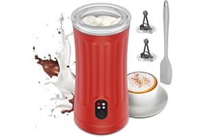 Ovetedot Milk Frother, 4-in-1 Milk Frother and Steamer, 240ml/8.1oz Automatic Hot and Cold Foam Maker, Electric Milk Frother for Coffee, Latte, Cappuccino, Matcha, Hot Chocolate(Red)