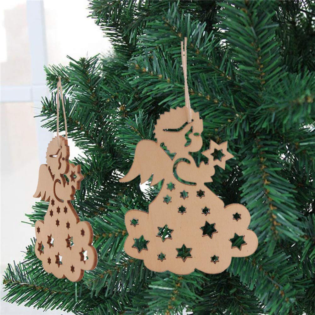 Wenasi 10 Pack Christmas Wooden Hanging Cutouts Unfinished Wood Slice Crafts With Rope For Diy Christmas Tree Ornaments Home Bar Shop Indoor Decor Seasonal Decor Home Kitchen Buckleypowder Com