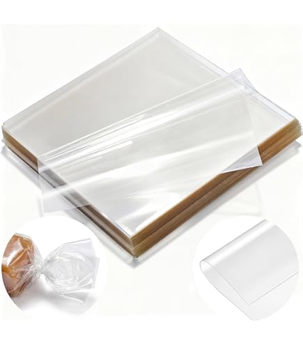 Kingrol 1000 pcs Clear Candy Wrappers for Caramels, 5.12 x