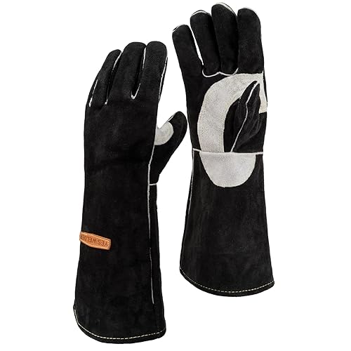 YESWELDER Leather Forge MIG Welding Gloves, Heat Fire Resistant