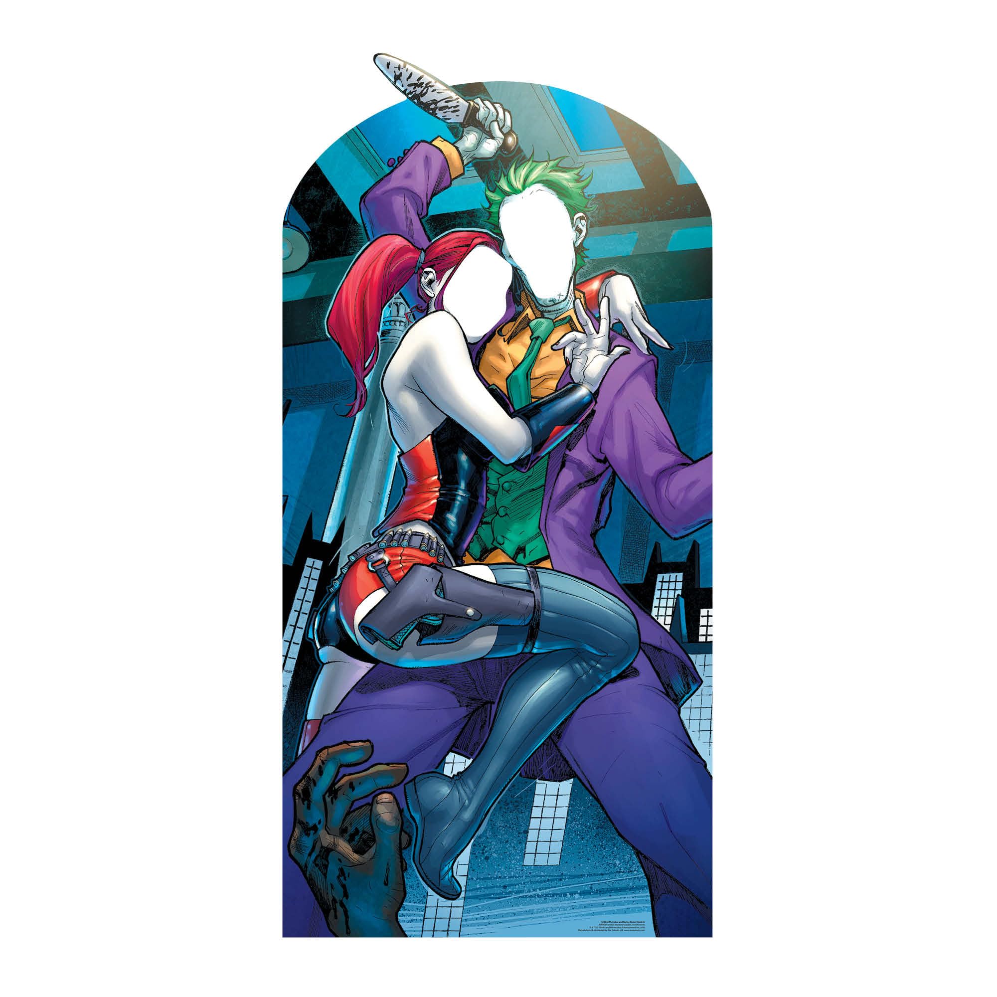 Star Cutouts Ltd SC1346 Harley Quinn and The Joker Cardboard Cutout Stand-in with Knife 193cm Tall 95cm Wide, Multicolour