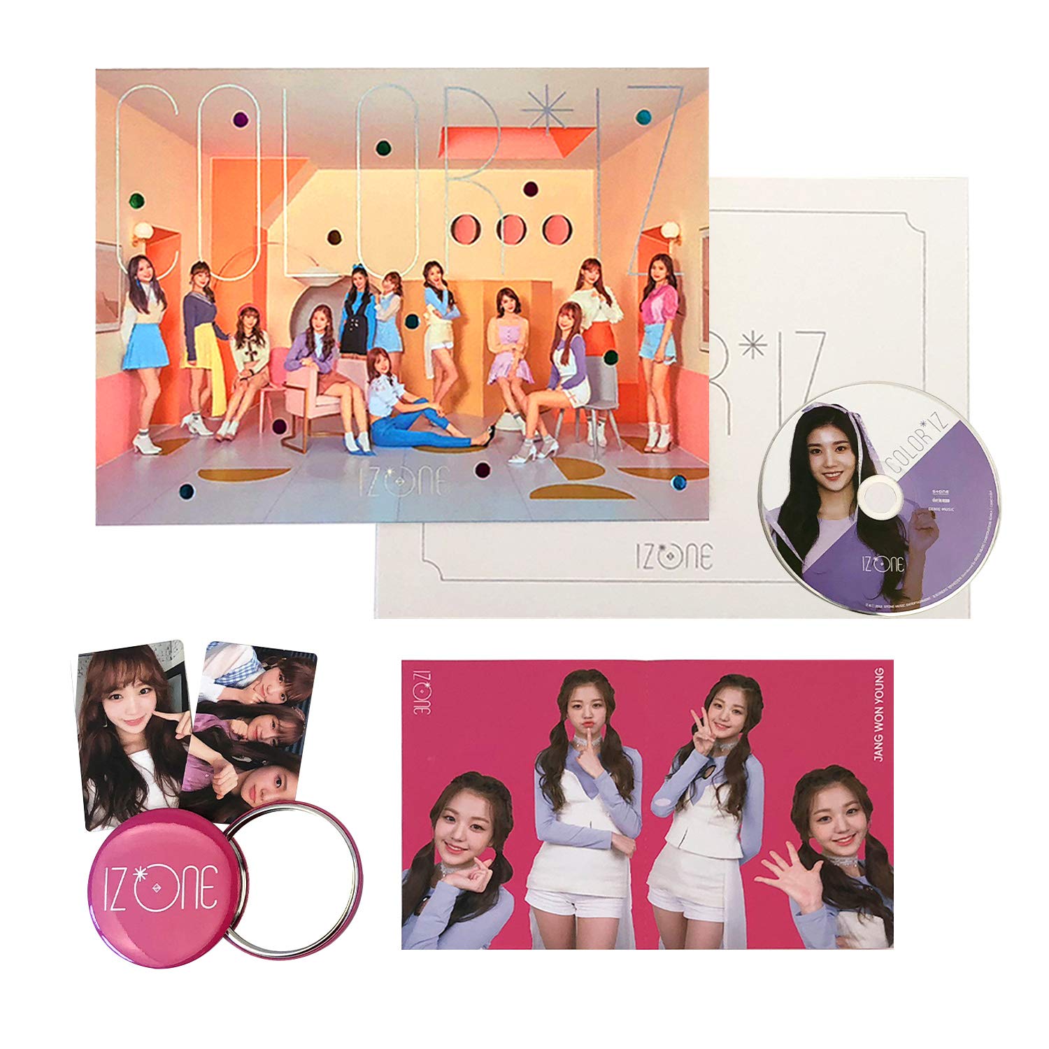 Izone 1st Mini Album Color Iz Color Ver Cd Photobook Folding Photo Cover Photocards Folding Mini Photobook Free Gift K Pop Sealed Amazon De Musik