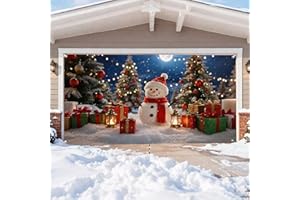 8x7FT Christmas Garage Door Cover - 3D Santa Snow Scene Holiday Outdoor Decor, Large Merry Christmas Hanging Backdrop for Hom
