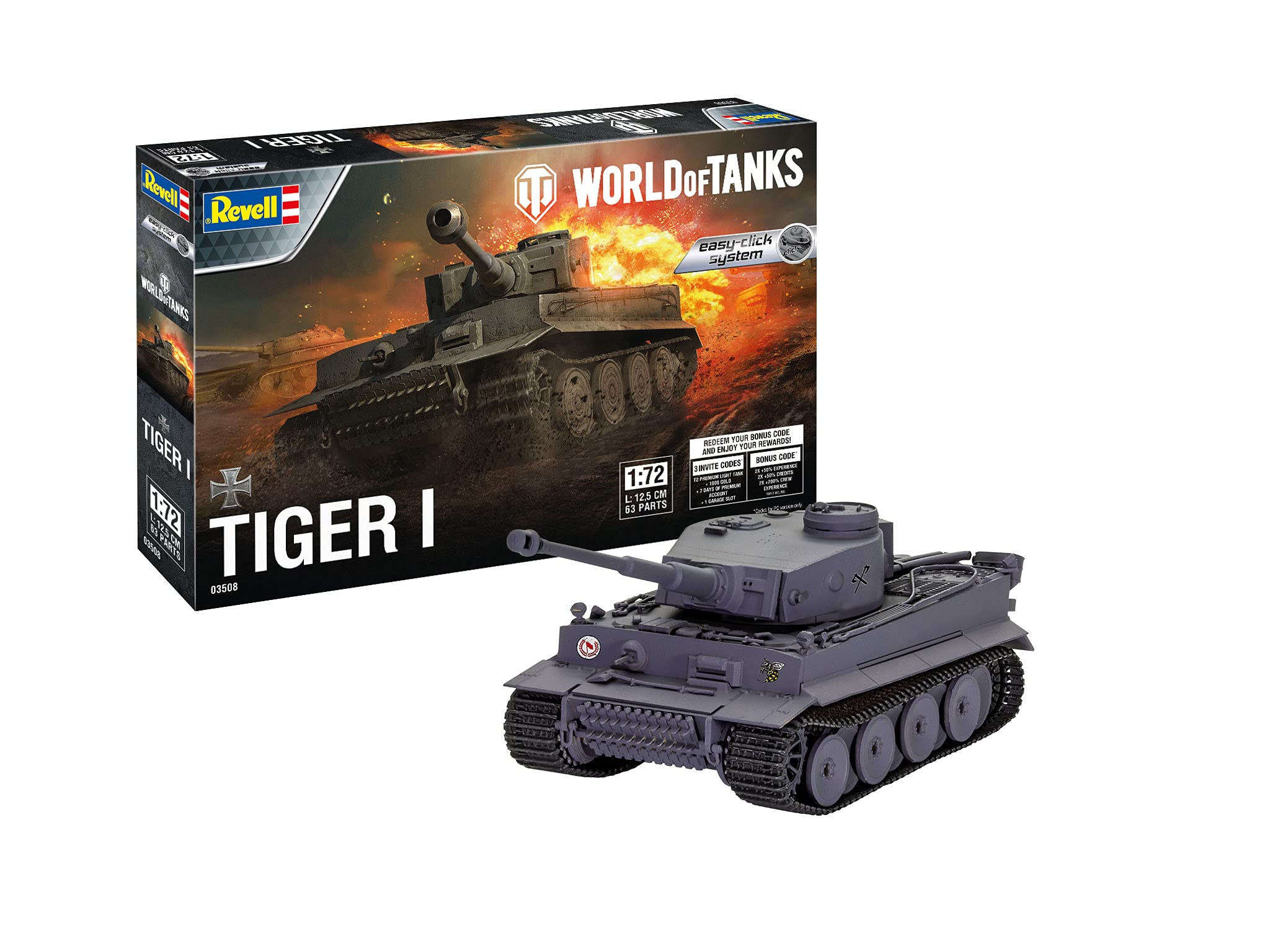 Revell 03508 Tiger I World of Tanks 1:72 Scale Plastic model kit, Coloured