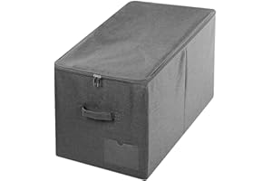 iwill CREATE PRO 56cm x 32cm x 33cm, Large Closet Storage Box with Lid, Collapsible Wardrobe Clothes Storage Boxes, Black Gra