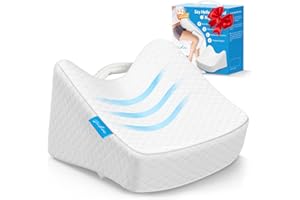 ZIKEE Knee Pillow for Side Sleeper, Memory Foam Leg Pillow, Ergonomic Design Pillow for Sciatica, Hip, Back, Knees Joints Pain Relief, 2 Washable Pillowcases, Moderate Hardness