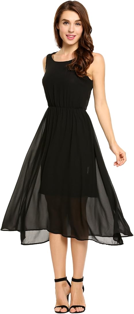 Damen Chiffon Maxikleid Mit Wickeldesign - Elegantes ärmelloses Abendkleid Mit Rüschen