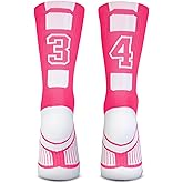 ChalkTalkSPORTS Custom Team Socks - Pink Number Socks | Choose Your Number