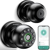 Evanshow Smart Door Knob Fingerprint Lock 4-in-1 Keyless Entry (Fingerprint/App/Code/Key) Biometric Door with Auto-Lock Easy Install for Home/Bedroom/Office-Black