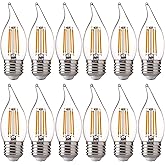 FLSNT 60 Watts Equivalent LED Chandelier Light Bulbs, Dimmable CA11 LED E26 Base Candelabra Bulbs, 2700K Soft White, 12 Pack UL,CA65 Listed.