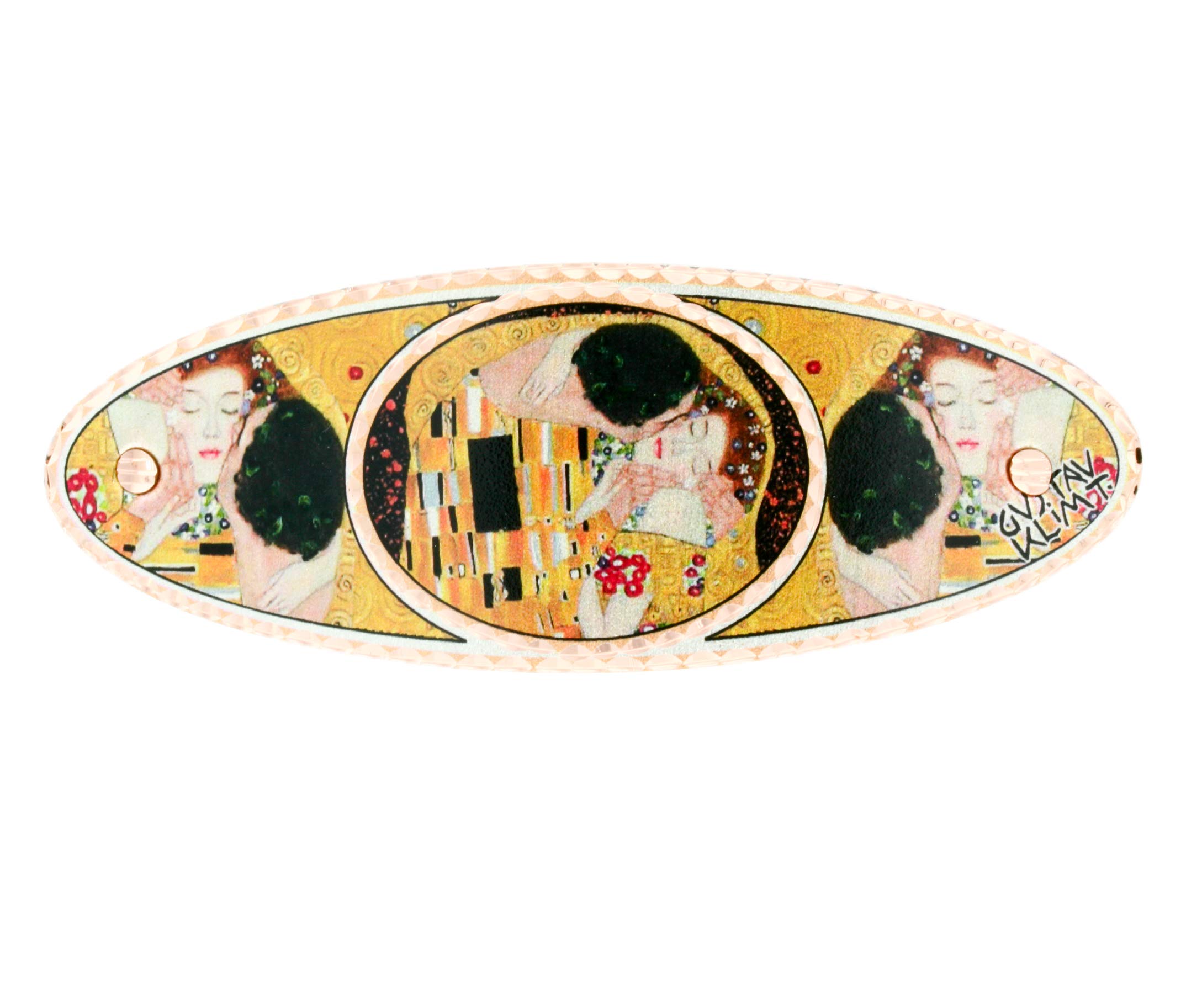 Gustav Klimt Painting-The Kiss Hair Clips, Copper Handmade Hair Accessories, French clip, oval shaped hair barrette-, Copper Handmade Hair Accessories.