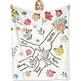 Corissy Ship Next Day, Custom Blanket with Kids Names Personalized Flannel Throw Blankets for Mom Grandma Wife Customized Mom Blanket Gifts for Mothers Day Birthday Christmas