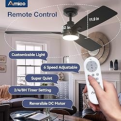 Amico Ceiling Fans with Lights, 52 inch Ceiling fan