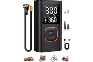 JivDaw Tire Inflator Portable Air Compressor, Electric Bike Pump with Tire Pressure Gauge, 150PSI Fast Inflation with USB Cha