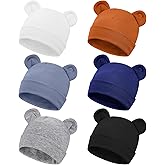 Toulite 6 Pcs Preemie Hats Cotton Preemie Beanies Baby Caps Cute Beanie Bear Ears Hospital Cap for Premature Baby Boys Girls