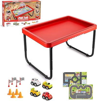 Toyrific PlayTray Activity Table with Play Mat Set Red City Race
