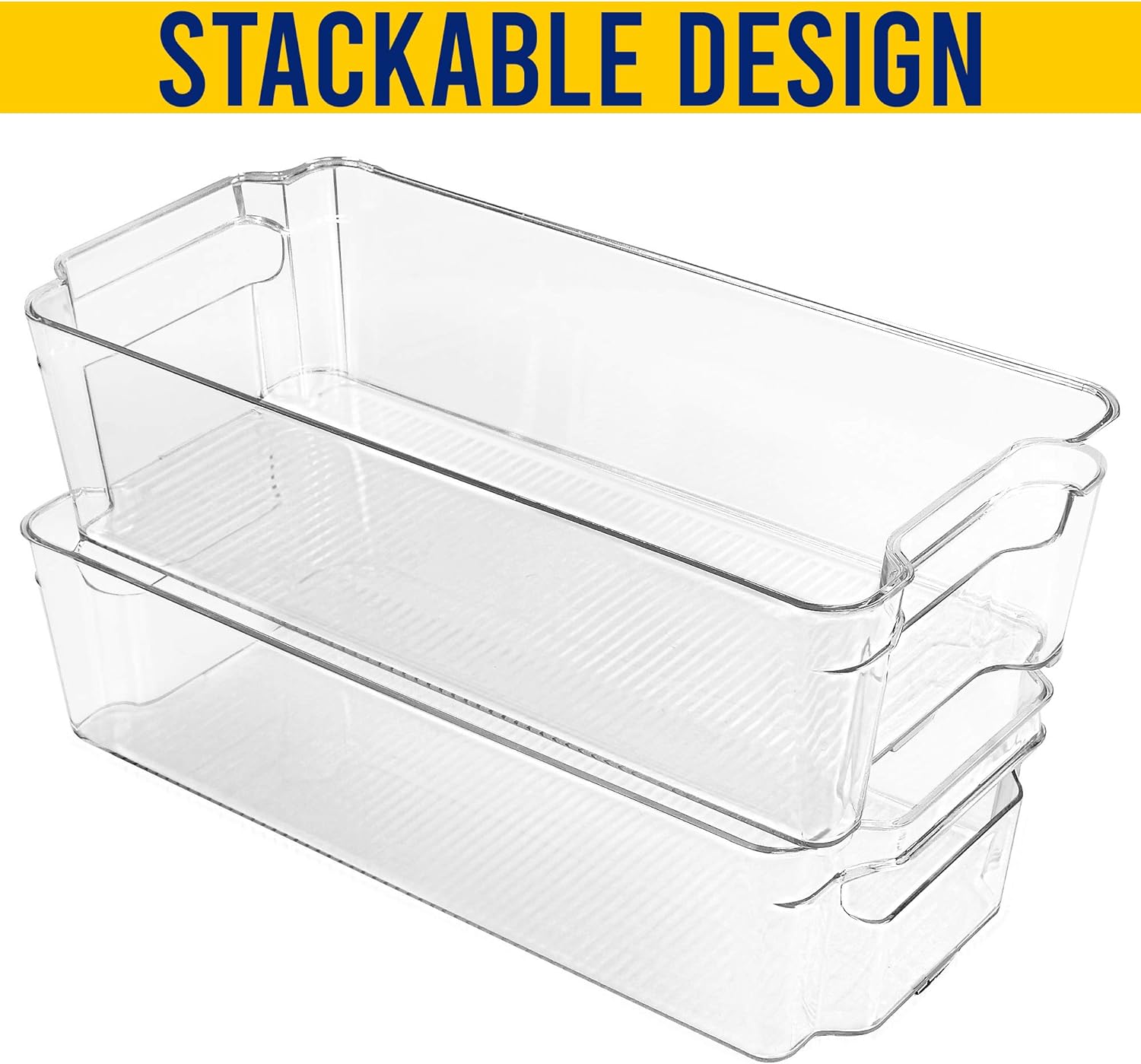 Set of 6 Pantry Organizers-Includes 6 Organizers (5 Drawers & 1 Egg Holding Tray)-Organizers for Freezers, Countertops and Cabinets-BPA Clear Plastic Pantry Storage Racks -
