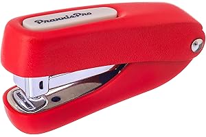 PRAXXISPRO Praxxis Pro Office Supplies - Aria-Plus Half-Strip Mini Stapler - Durable, Compact, and Colorful Stapler for Office and Travel Use, Compatible with Standard 26/6 Staples, Red