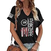 American Flag T-Shirt for Women Patriotic Graphic Tee 4th of July Independence Day Shirt Casual Short Sleeve Tops