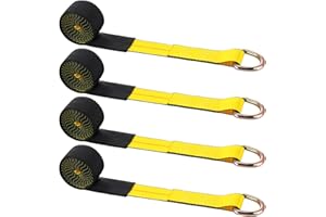 Wowangce 12 Pack 2'' X 8ft Tow Truck Straps Lasso Wheel Lift Straps Lasso Tow Strap with D Ring 11, 000 Lbs Break Strength Auto Tie Down Auto Hauler for Trailer Truck Tie(Yellow)