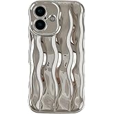 Caseative for iPhone 16 Case, Silver | Water Ripple Pattern Curly Wave Frame Soft