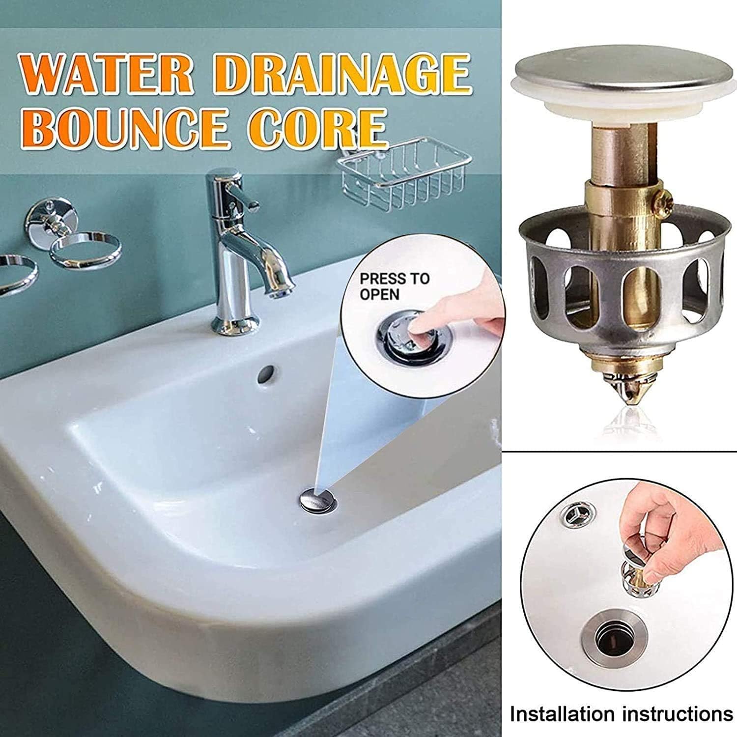Sink Drains Universal Wash Basin Bathroom Sink Drainsink Drain Stopper Stainless Steel Push Type Bounce Core Leaking Plug Sink Drains Universal Wash Basin Bathroom Sink Drainsink Drain Stopper Stainless Steel Push Type Bounce Core Leaking Plug