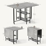 MondeeR Folding Dining Table Grey 120x80x75 cm Extendable with Storage Shelves view 3