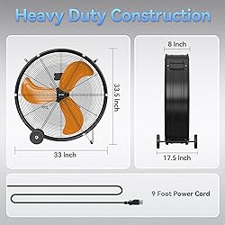 CCGIRU High Velocity Industrial Drum Fan,3-Speed