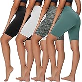 4 Pack Biker Shorts for Women - 8” High Waist Tummy Control Summer Workout Shorts for Running Yoga Athletic