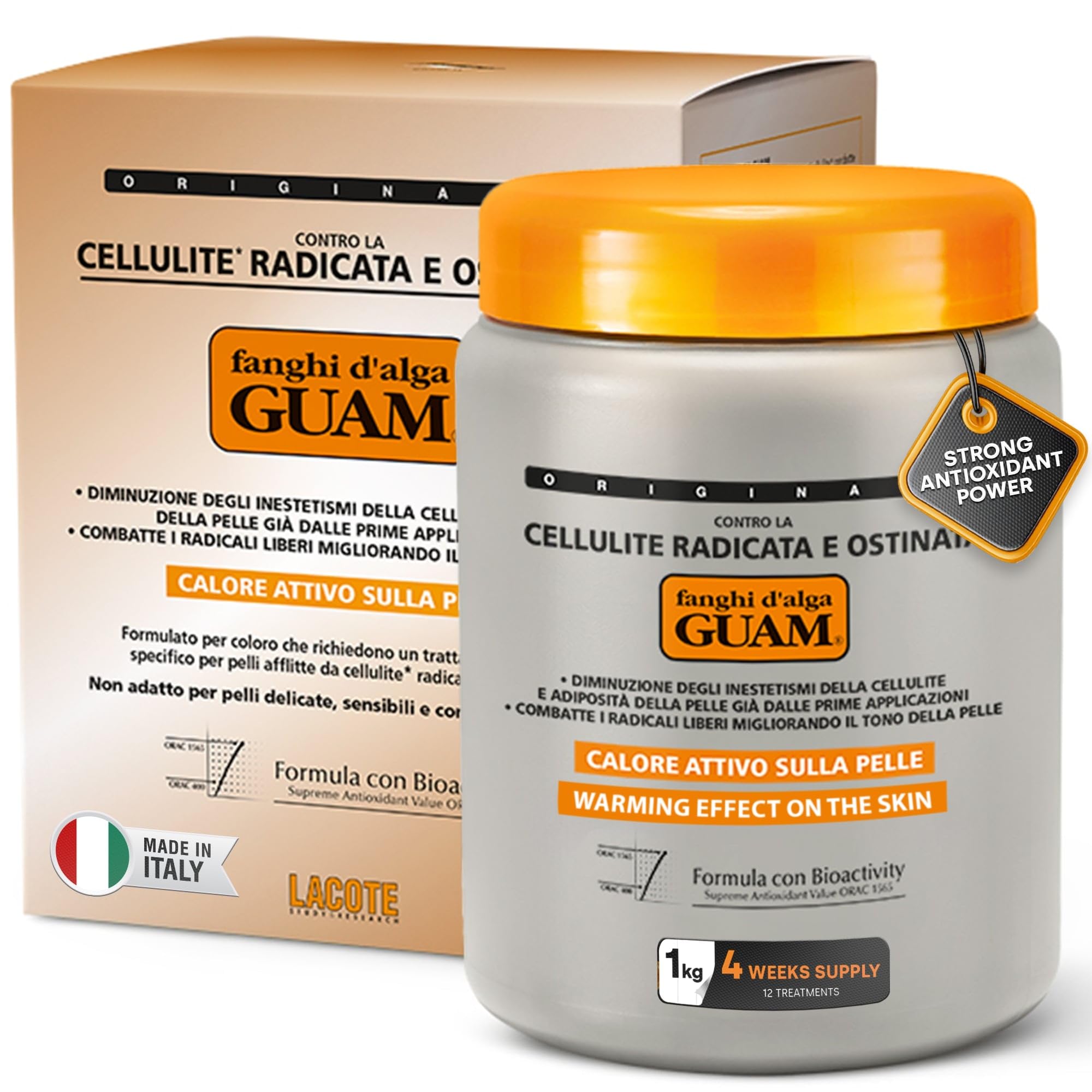 GUAM Seaweed Mud Stubborn & Deeply Rooted Anti Cellulite Treatment - 1kg Antioxidant Hot Body Mask Cellulite Remover for Legs & Thighs - Skin Firming Cream to Reduce Imperfections & Boost Circulation