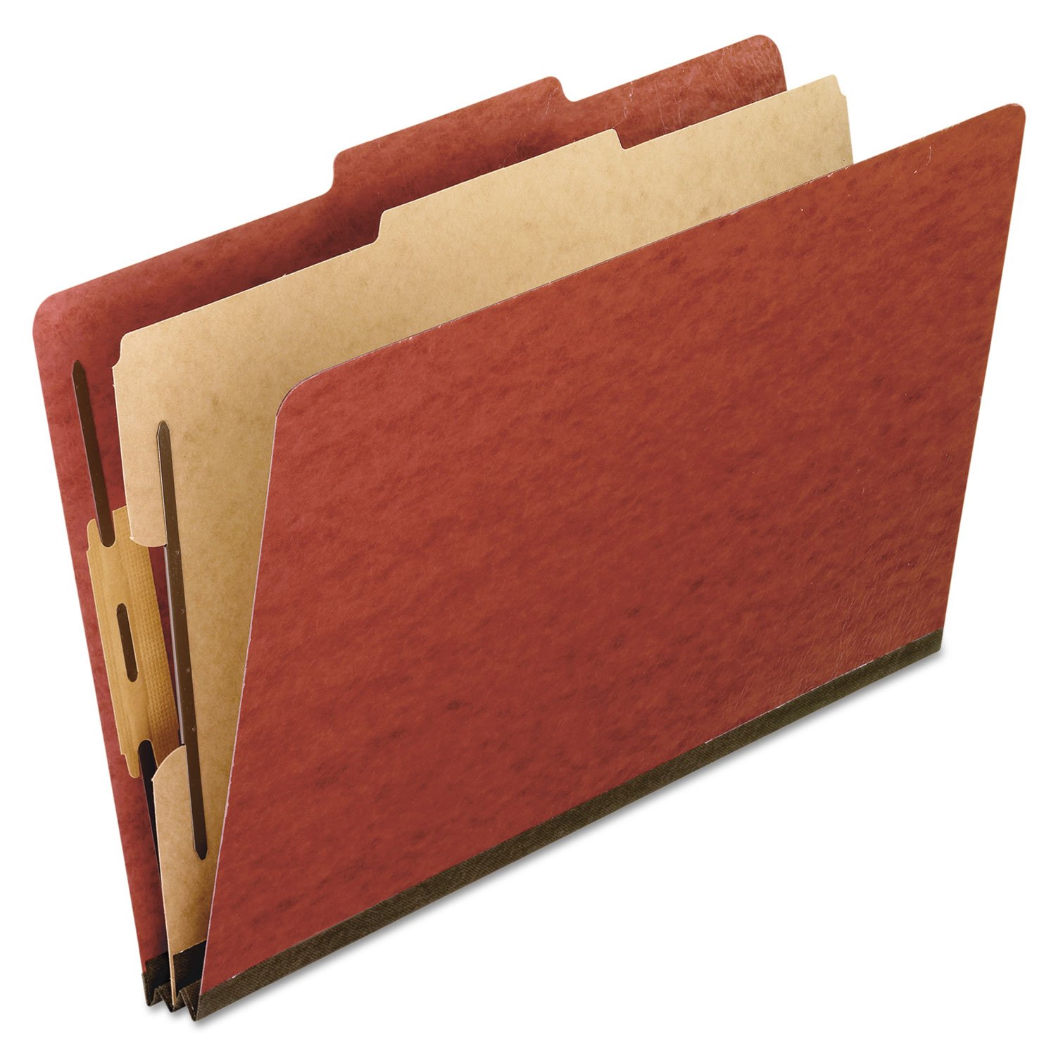 Pendaflex Pressboard Classification File Folders, 1 Divider, 2" Embedded Fasteners, 2/5 Tab Cut, Letter Size, Red, Box of 10 (1157R)