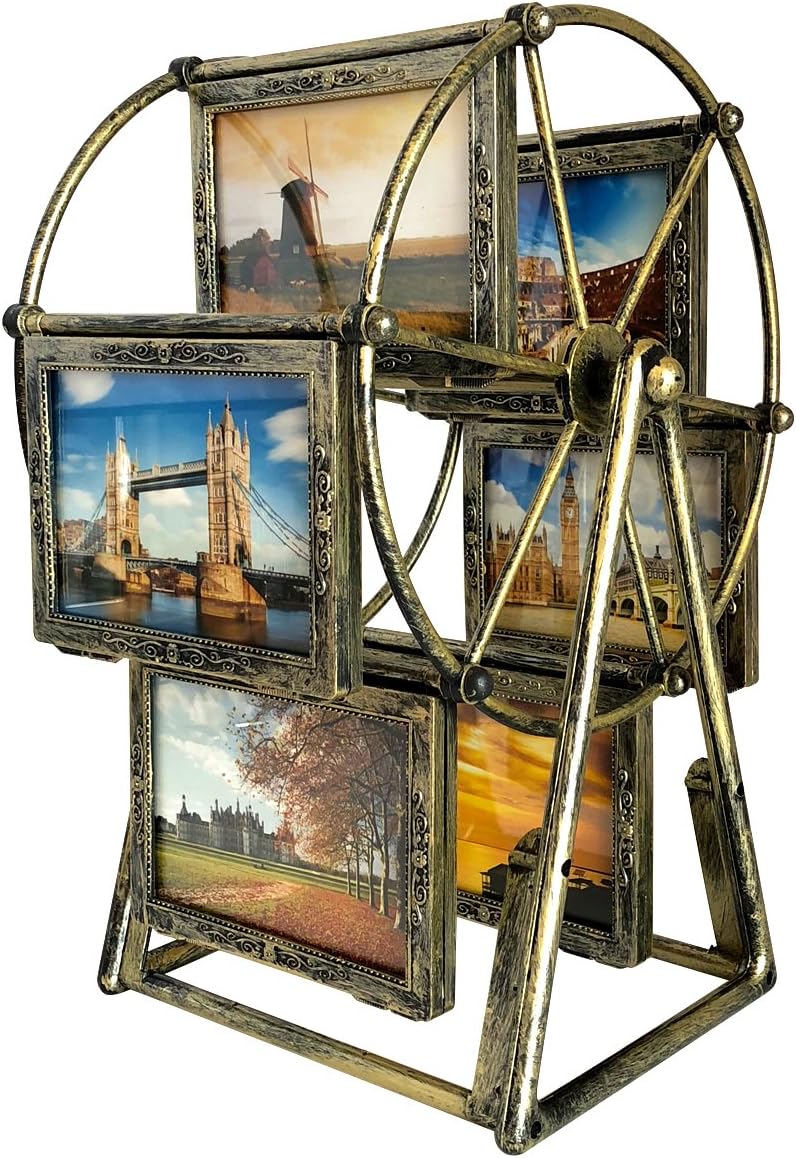 Rotating Ferris Wheel Photo Frame, 12 Photos Shows For 3.5X5 inches Photographs, Multiple