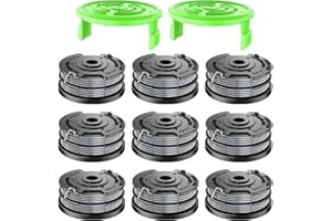 Chway 11 Pcs Dual Line String Trimmers Spools Compatible with Greenworks Model 2101602, 2101602A, STBA40B210, BST4000, 0.065" Line Replacement Spool (2900719) and Spool Cap Cover(9 Spools + 2 Caps)