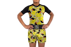 O2TEE Kids Cartoon Novelty BJJ Rash Guard Muay Thai Shorts MMA Sports Suit