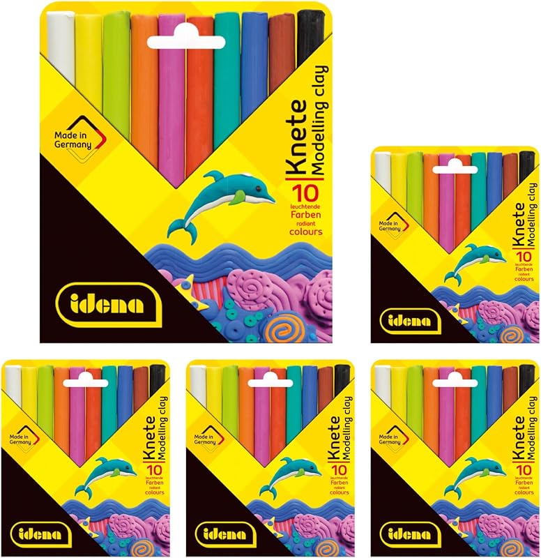 90386 - Set di Argilla da Modellare con 50 Bastoncini in 10 Colori, 5 scatole di Cartone con 10 Bastoncini ciascuna