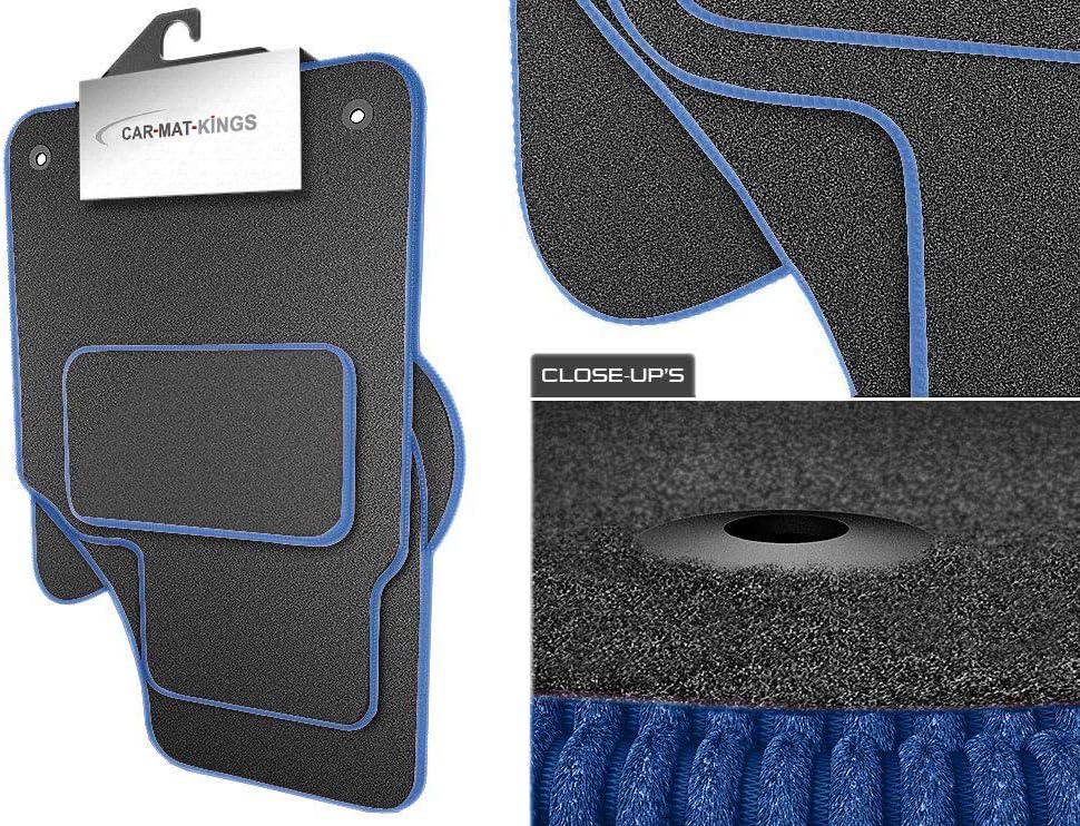 (E9:CT65) 4 Piece Honda (2008-2011) Jazz Vehicle Specific Car Mat Set Grey Carpet Blue Trim