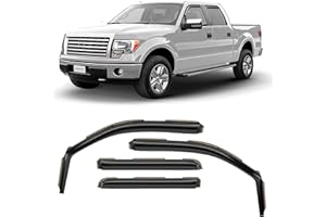 CLIM ART in-Channel Incredibly Durable Rain Guards for Ford F150 2009-2014 SuperCrew, Original Window Deflectors, Vent Deflector, Vent Window Visors, Dark Smoke Truck Accessories, 4 pcs. - 609010
