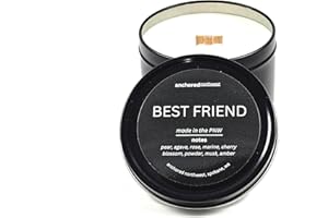 Anchored Northwest - Best Friend Travel Tin Candle, 6oz Black Metal Tin, American Cedar Wood Wick, Hand Poured, Essential Oil Blend 100% Soy Wax, 35+ Hour Burn