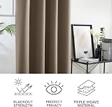 Deconovo Thermal Blackout Curtains Taupe 52x72 Inch Pair Eyelet Panels view 6