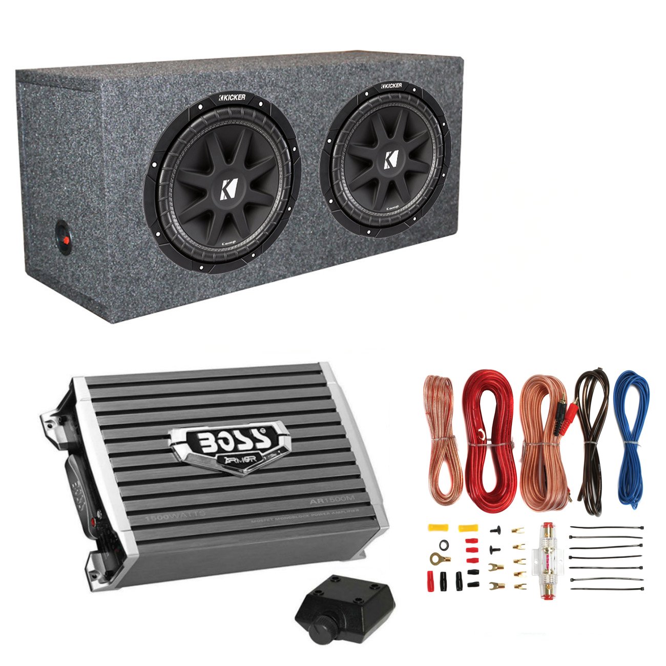 Amazon.com: Kicker 10C124 1000W 12-Inch Subwoofers with Sealed Box  Enclosure with Amp with Wiring (Pair): Cell Phones & Accessories