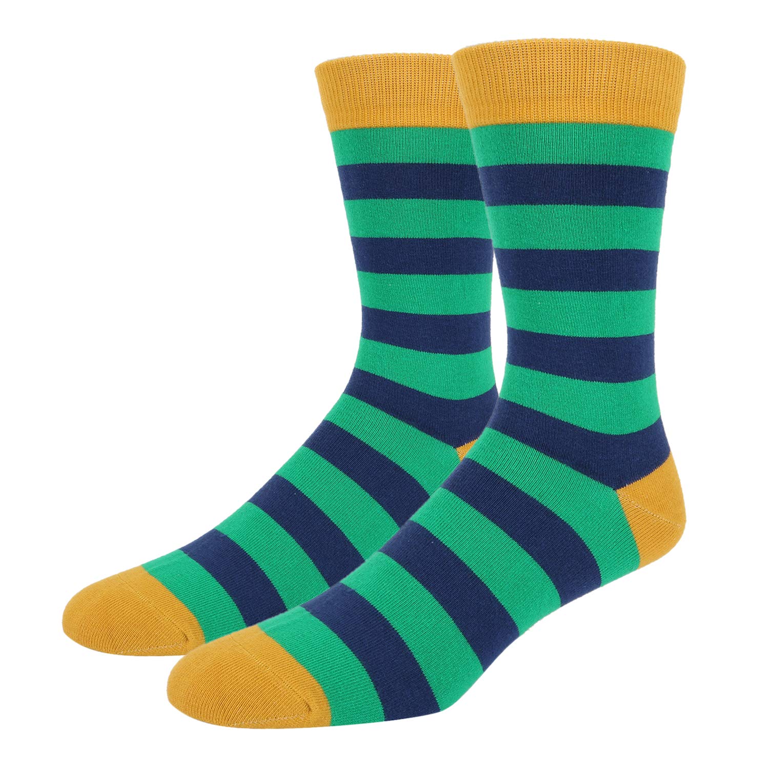 Happypop 5 Pair Mens Designer Striped Socks Cotton Rich Colorful Patterned Casual Dress Socks