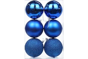 OAIRSE 3.94" Large Christmas Balls Shatterproof Navy Blue Christmas Ornaments 6 Pcs Big Xmas Ornaments Balls for Xmas Tree Holiday Wedding Party Decoration