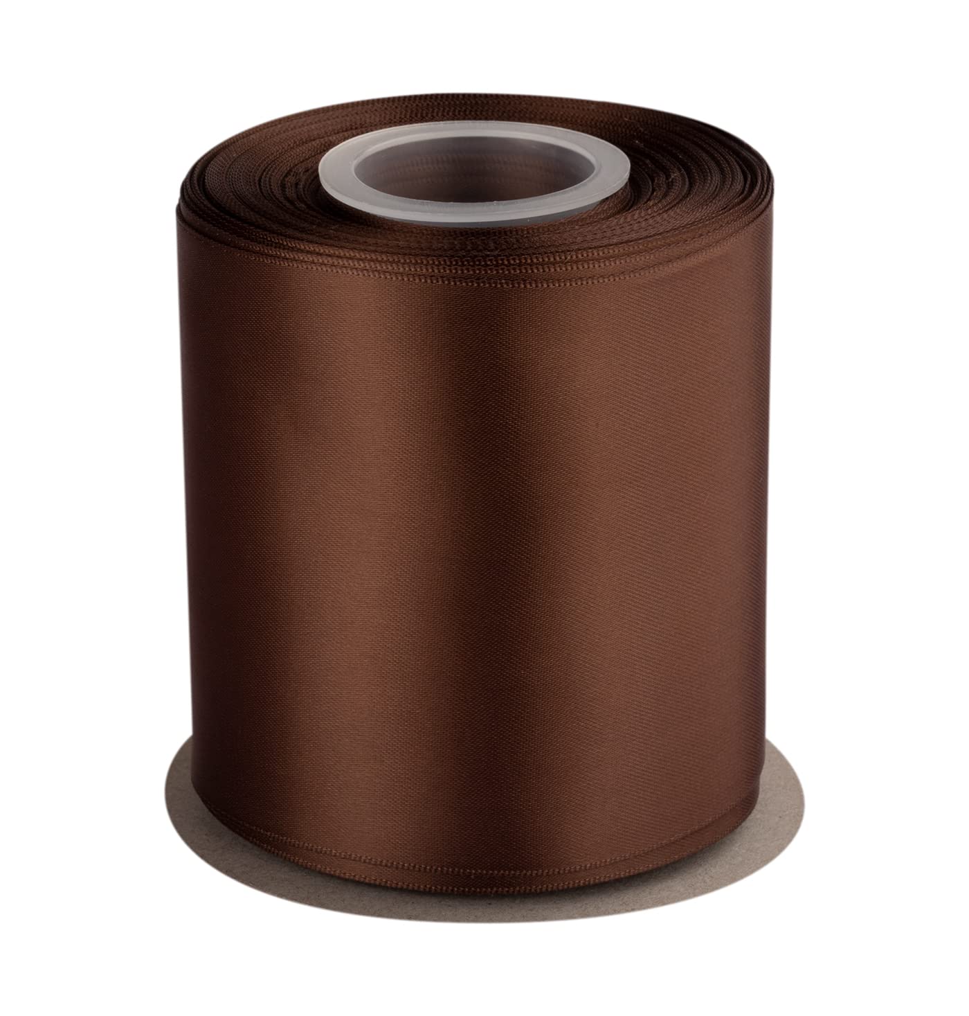 Double Faced Satin Ribbon, 100mm X 22M, Solid Polyester Craft Ribbon, Perfect for Gift Wrapping, Crafts, Wedding Party Ceremony Decoration, Floral Arrangement, Sewing (Brown)