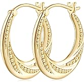 HOBATS 14K Gold Earrings for Women 14K Gold Hoop Earrings for Women Hoop Earring for Womens Hoops Rotating Small Ball Design Comfortable Hoops Earring for Womens 22/25mm